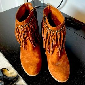Vintage Brown Tassel Ankle Boot 9B